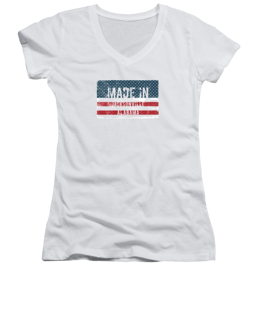 Jacksonville Women's V-Neck featuring the digital art Made in Jacksonville, Alabama by Tinto Designs