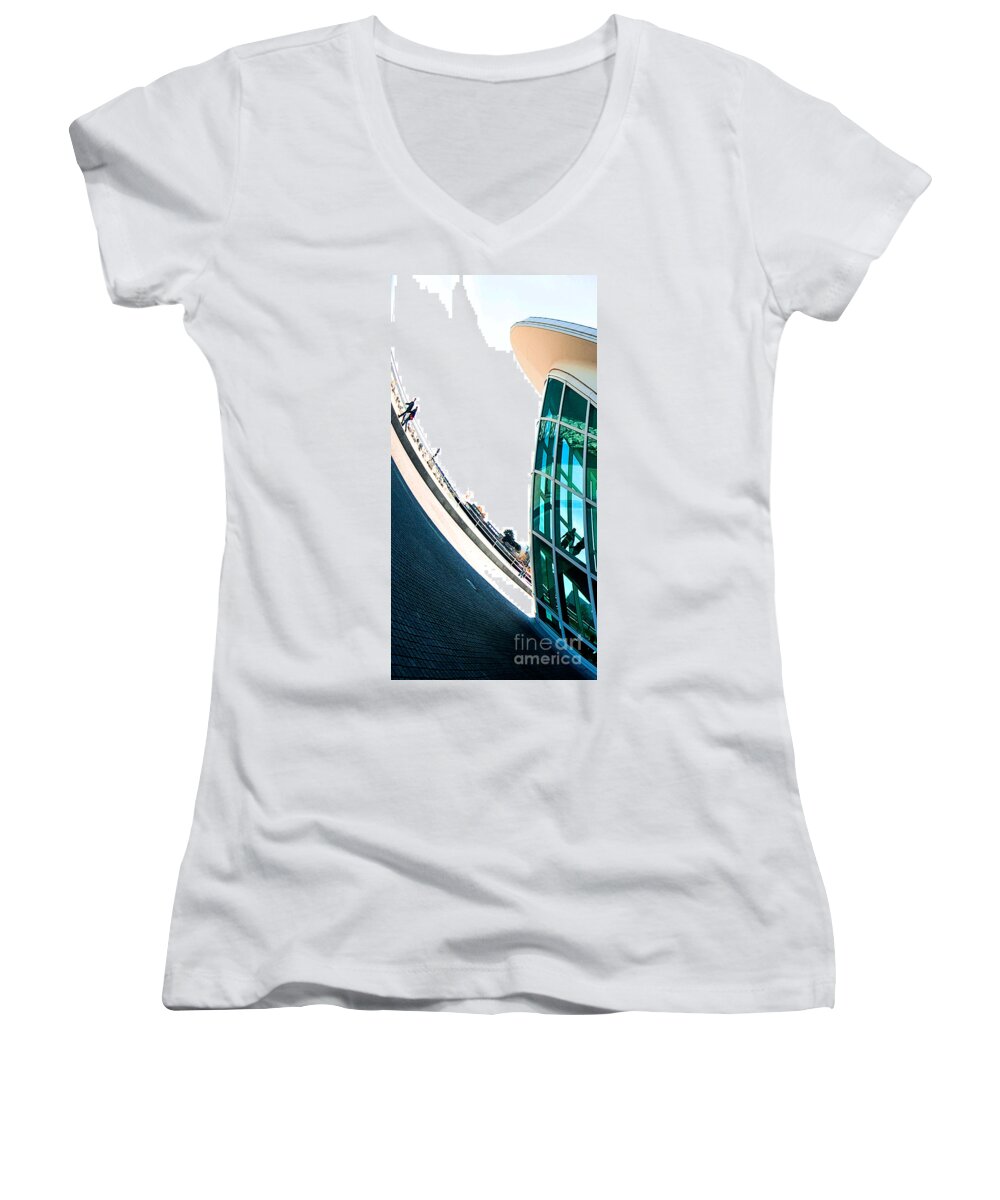 Milwaukee Women's V-Neck featuring the photograph MAM Curved by Steven Dunn
