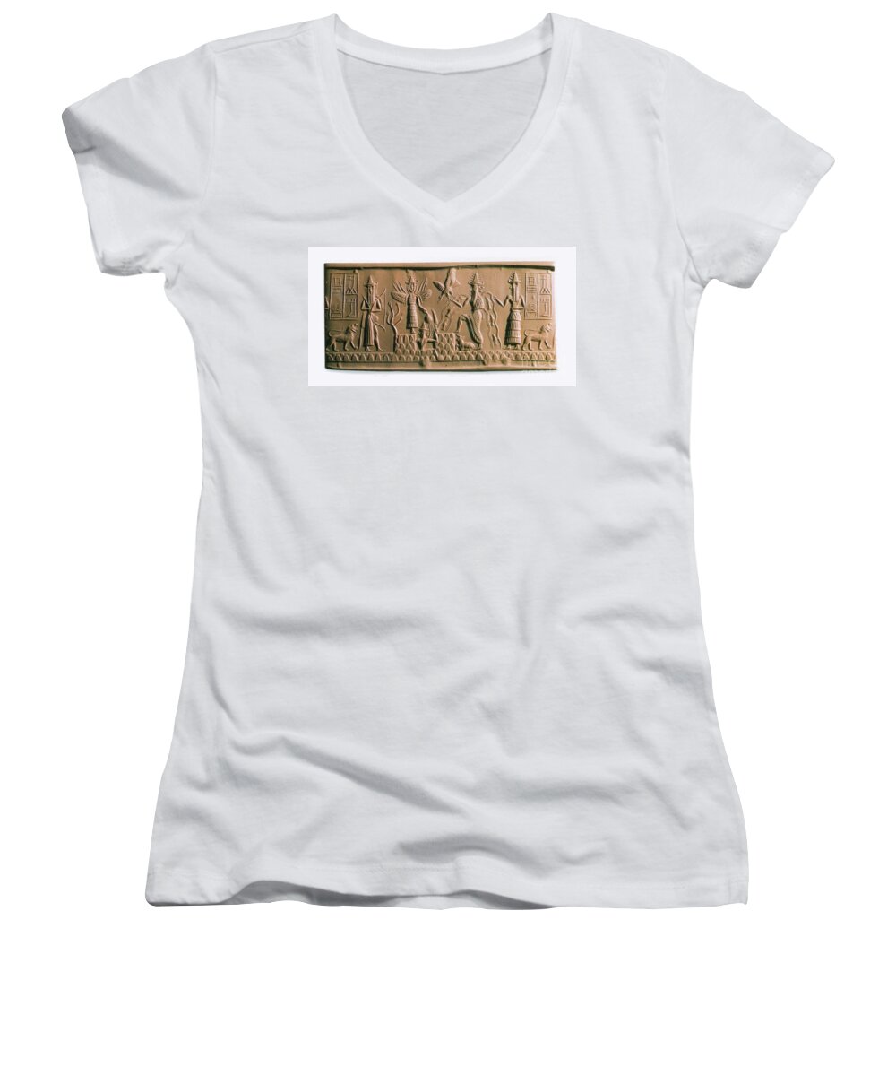 History Women's V-Neck featuring the photograph Mesopotamian Gods by Photo Researchers