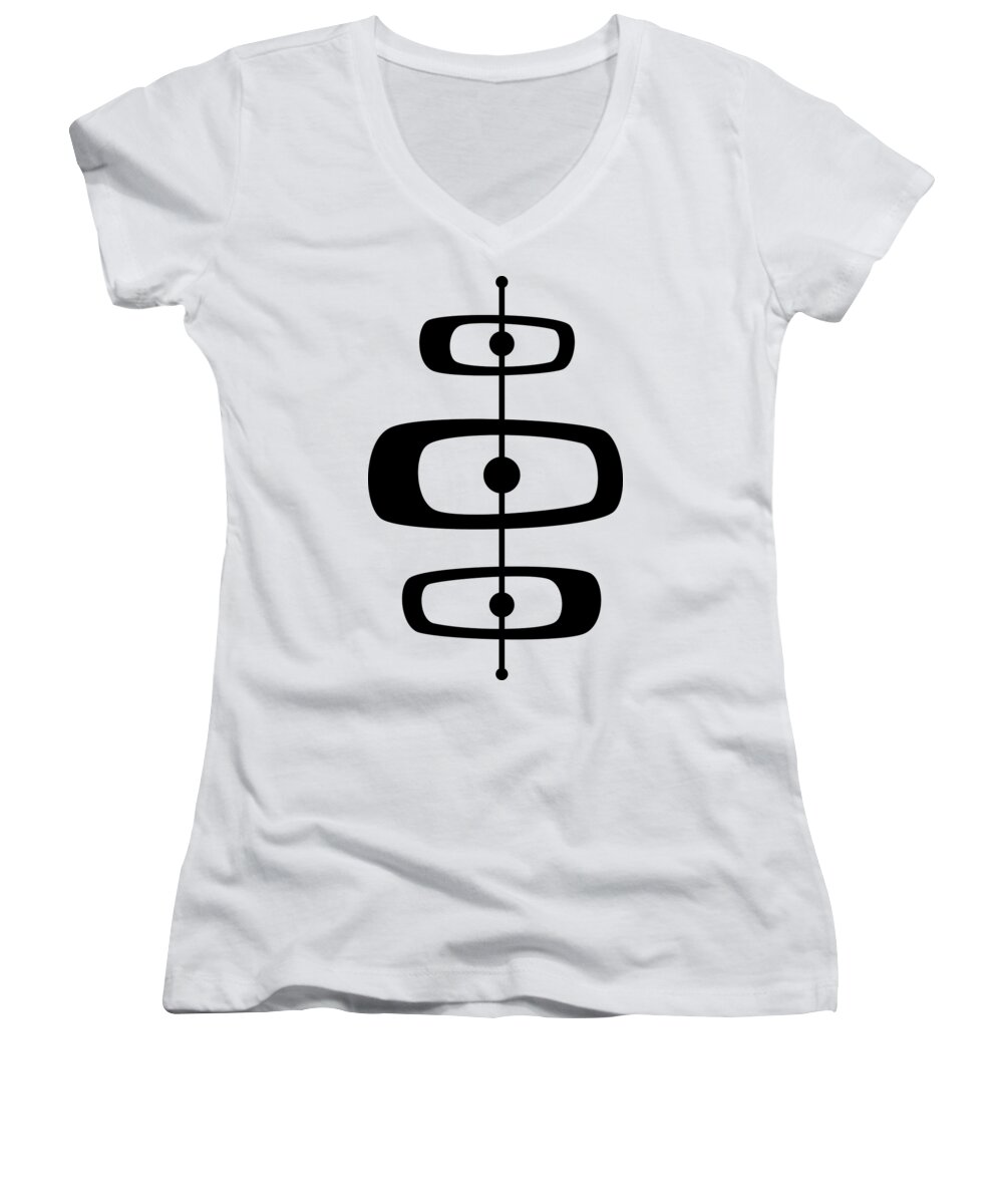 Mid Century Modern Women's V-Neck featuring the digital art Mid Century Shapes 2 by Donna Mibus