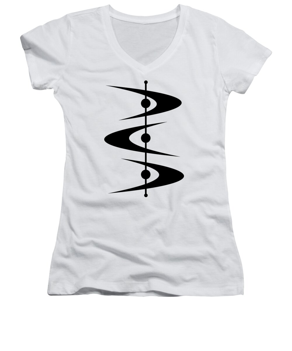 Mid Century Modern Women's V-Neck featuring the digital art Mid Century Shapes 3 by Donna Mibus