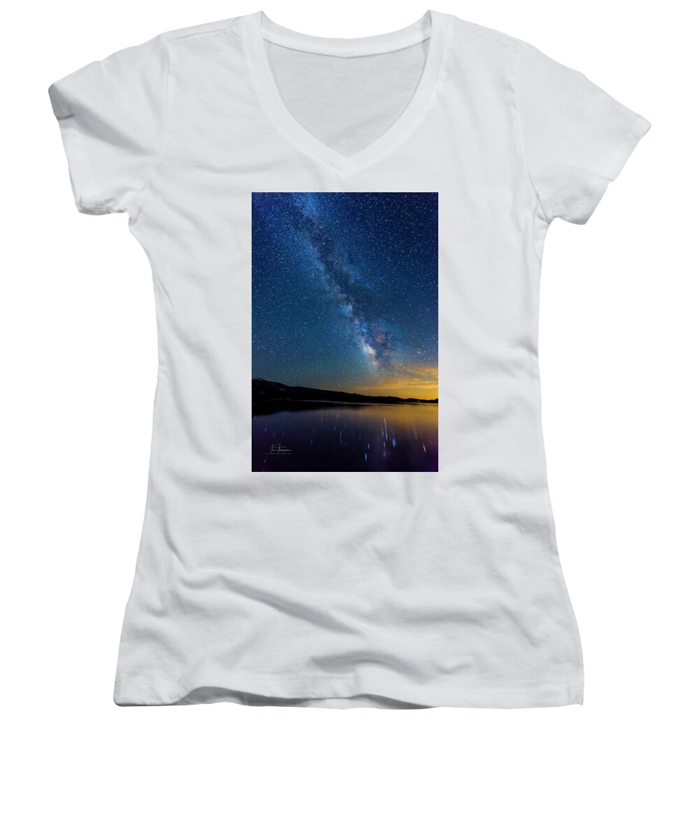 Astrophotography Women's V-Neck featuring the photograph Milky Way 6 by Jim Thompson