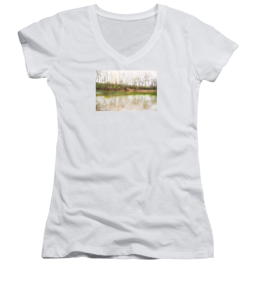 Still Life Photography Women's V-Neck featuring the photograph Misty Morning by Mary Buck