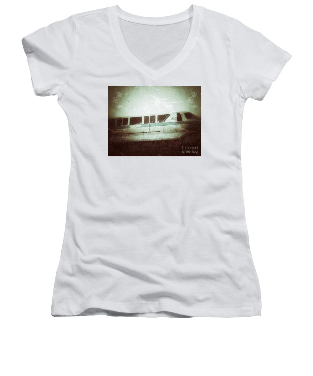 Monorail Women's V-Neck featuring the photograph Monorail by Jason Nicholas