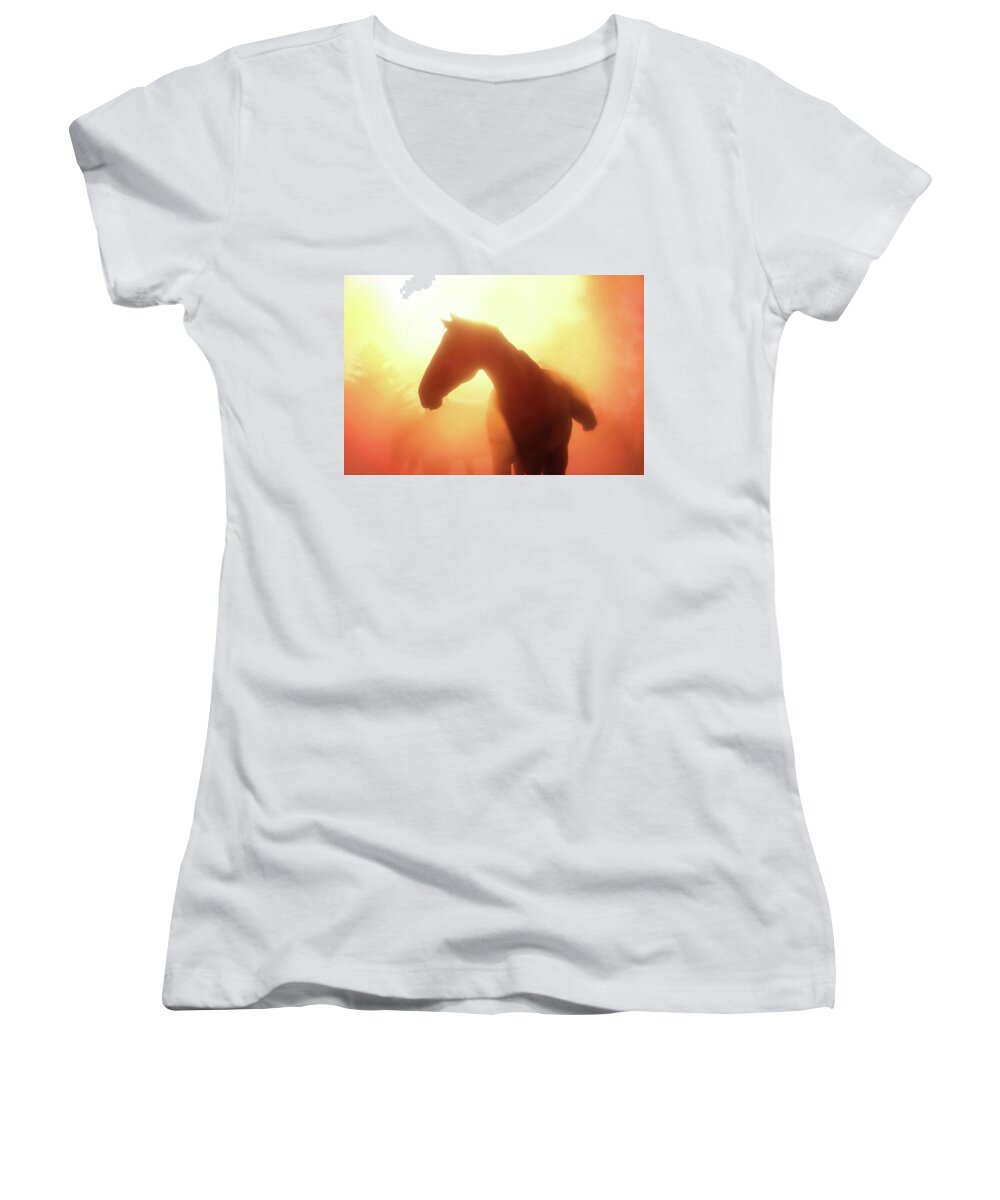 Three Bars Ranch Women's V-Neck featuring the photograph Morning Glory - Three Bars Ranch by Ryan Courson