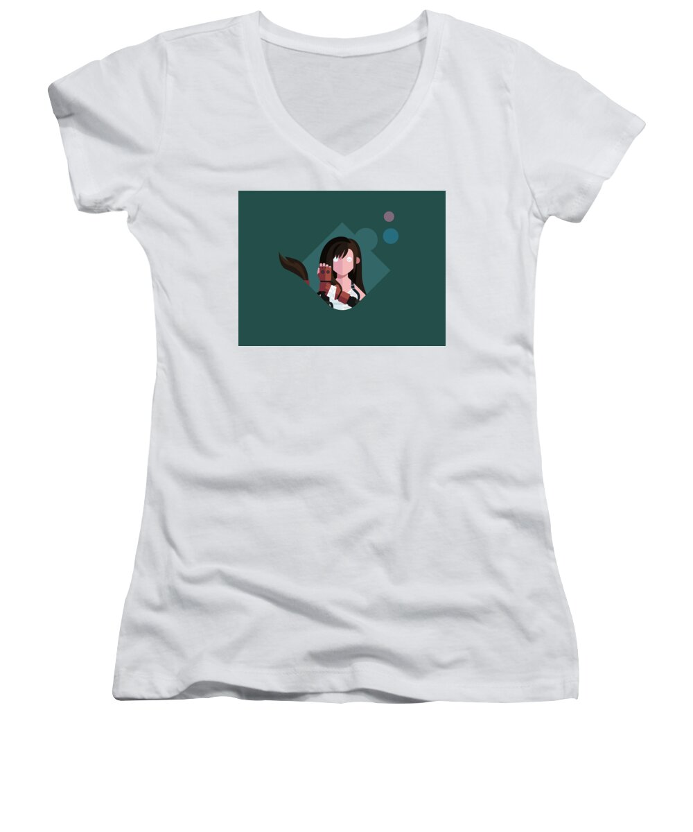 Tifa Women's V-Neck featuring the digital art Ms. Lockhart by Michael Myers