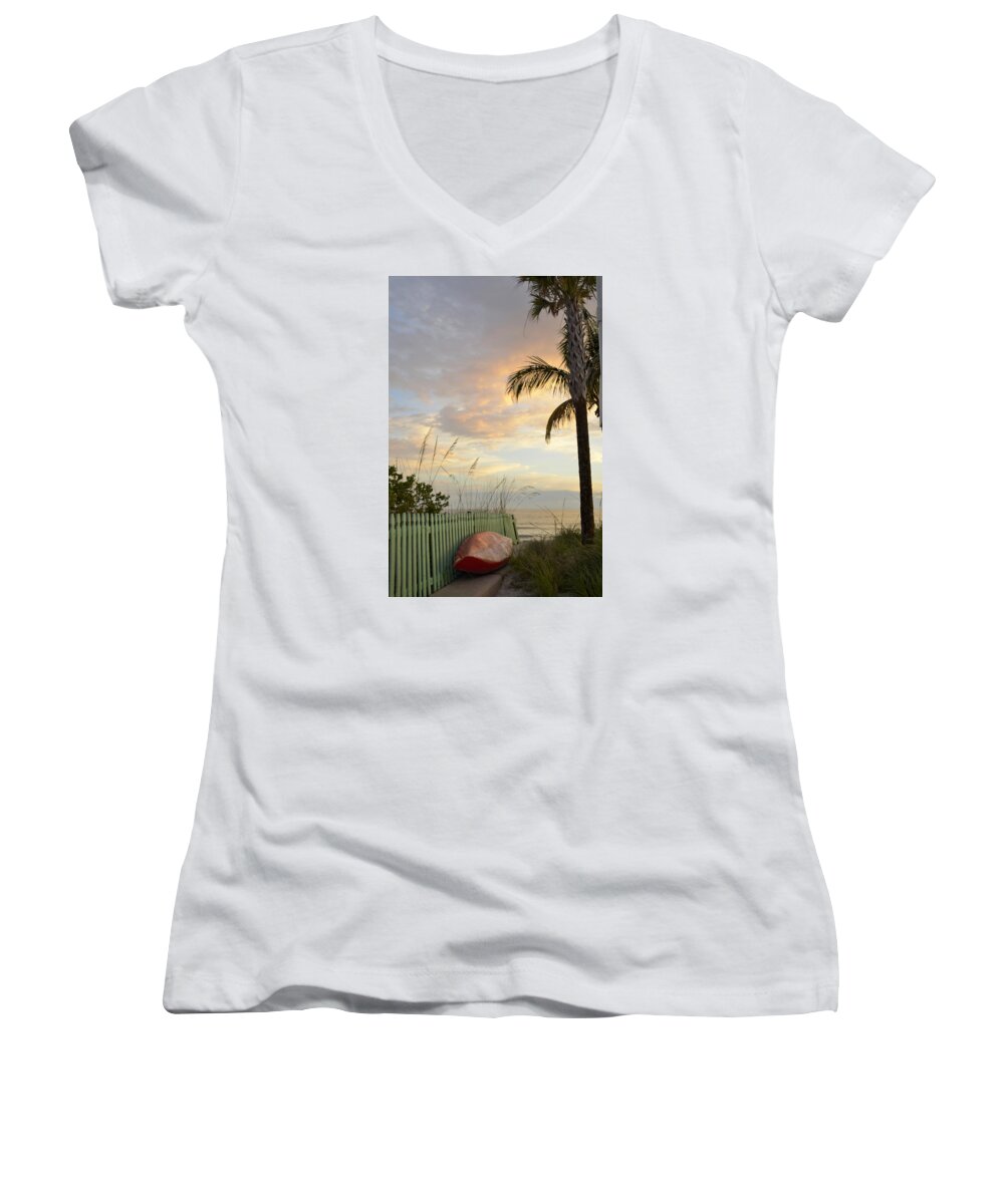 Palm Tree Women's V-Neck featuring the photograph My Favorite Place by Alison Belsan Horton