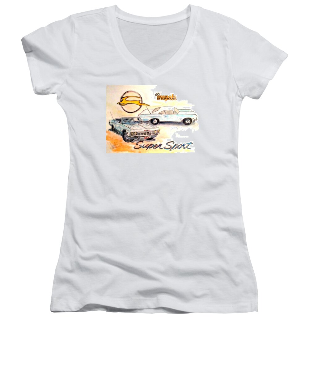 Chevy Women's V-Neck featuring the painting My Girl by Denise Tomasura