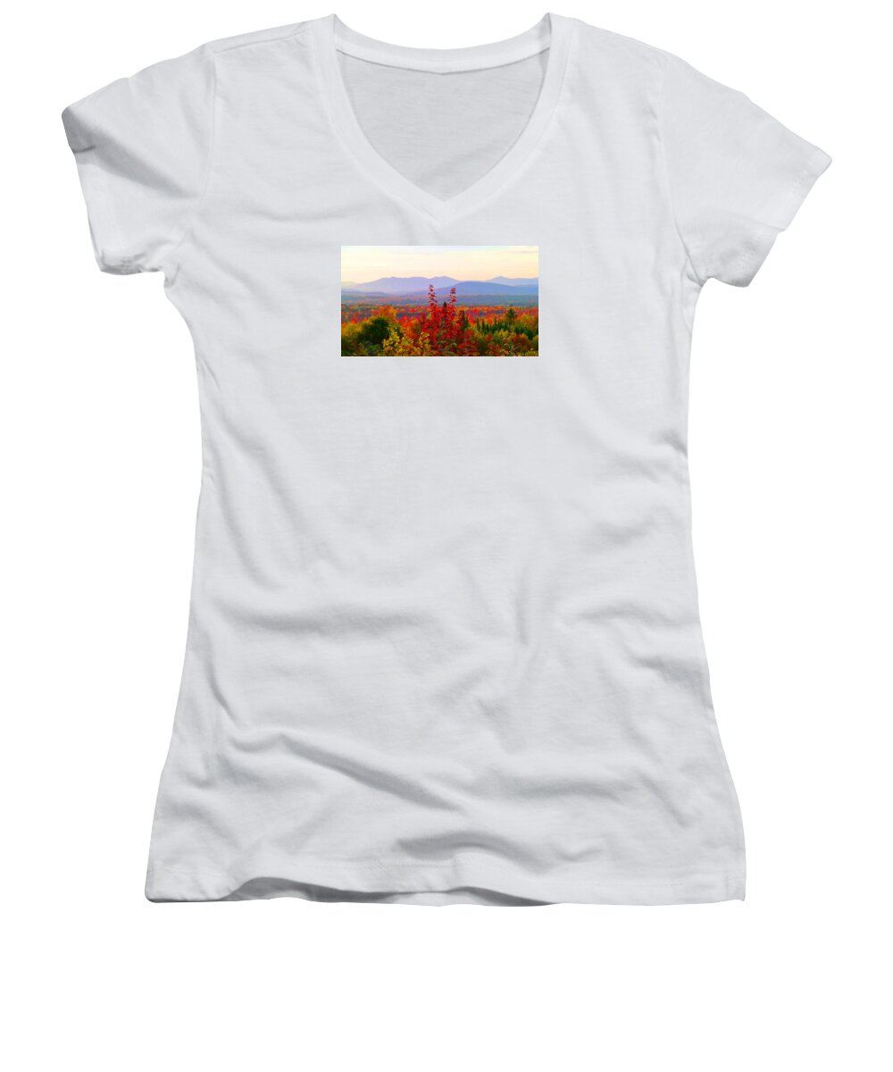 Autumn Women's V-Neck featuring the photograph National Scenic Byway by Mike Breau