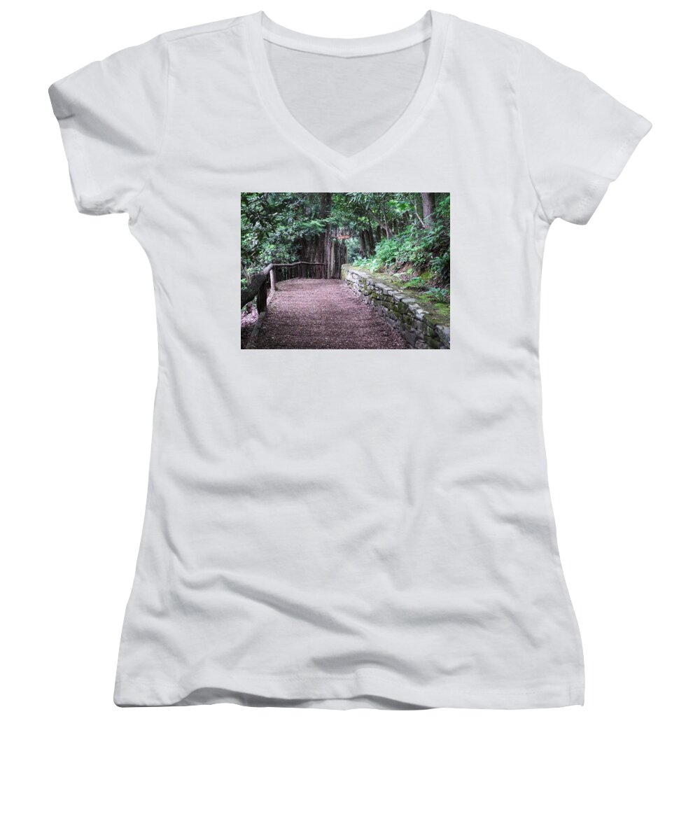 Walk Women's V-Neck featuring the photograph Nature Trail by Cathy Harper