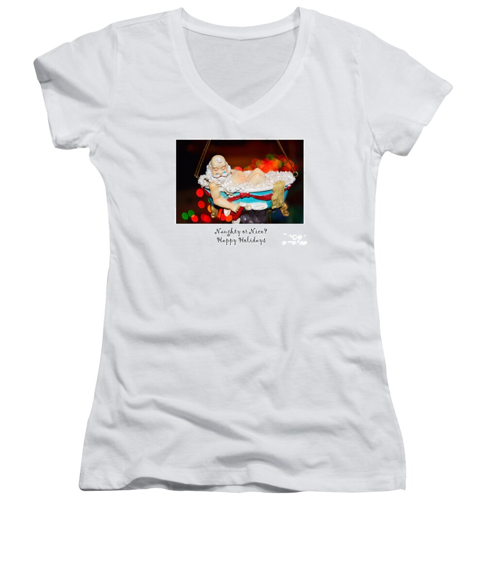Naughty Women's V-Neck featuring the photograph Naughty or Nice by Traci Cottingham