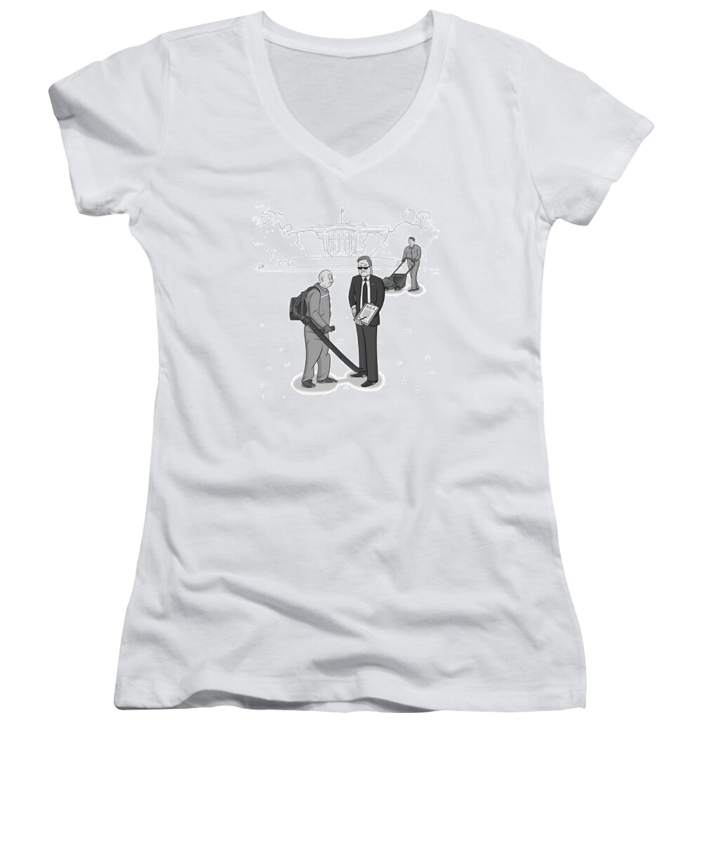 Captionless Women's V-Neck featuring the drawing NDA by Lila Ash