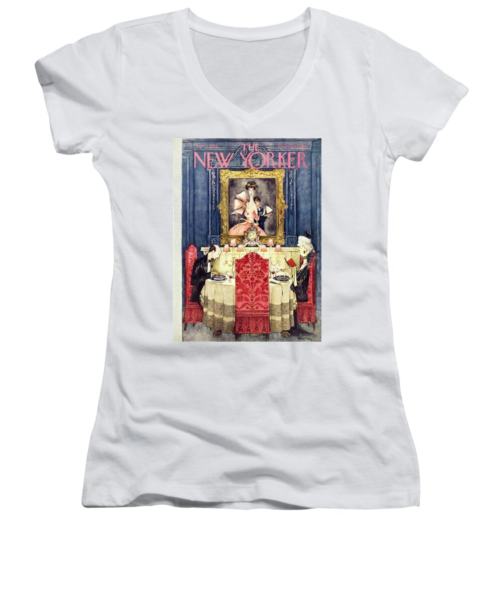 Portrait Women's V-Neck featuring the painting New Yorker May 3 1952 by Mary Petty
