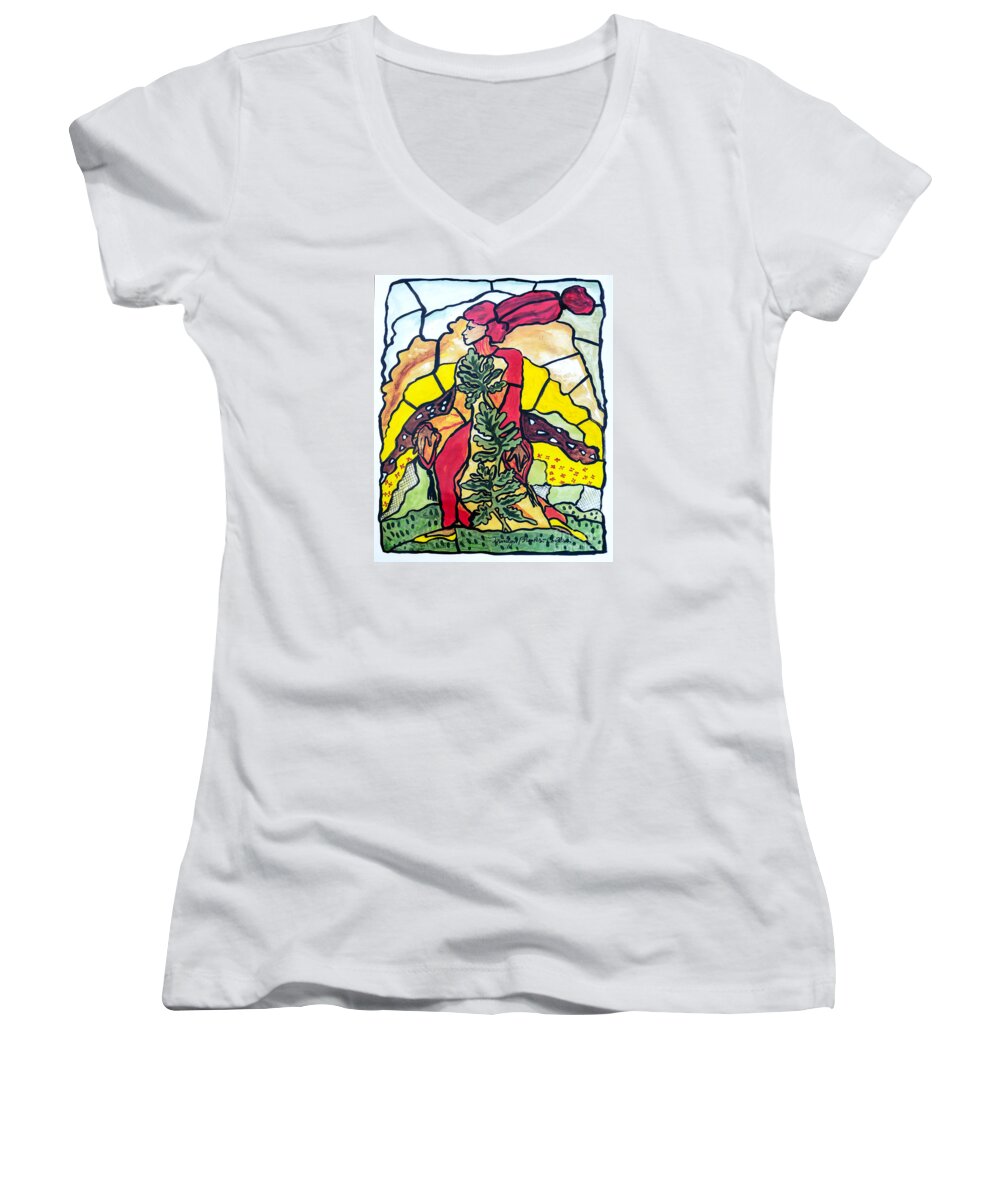 Earth Women's V-Neck featuring the painting Of the Earth by Marilyn Brooks