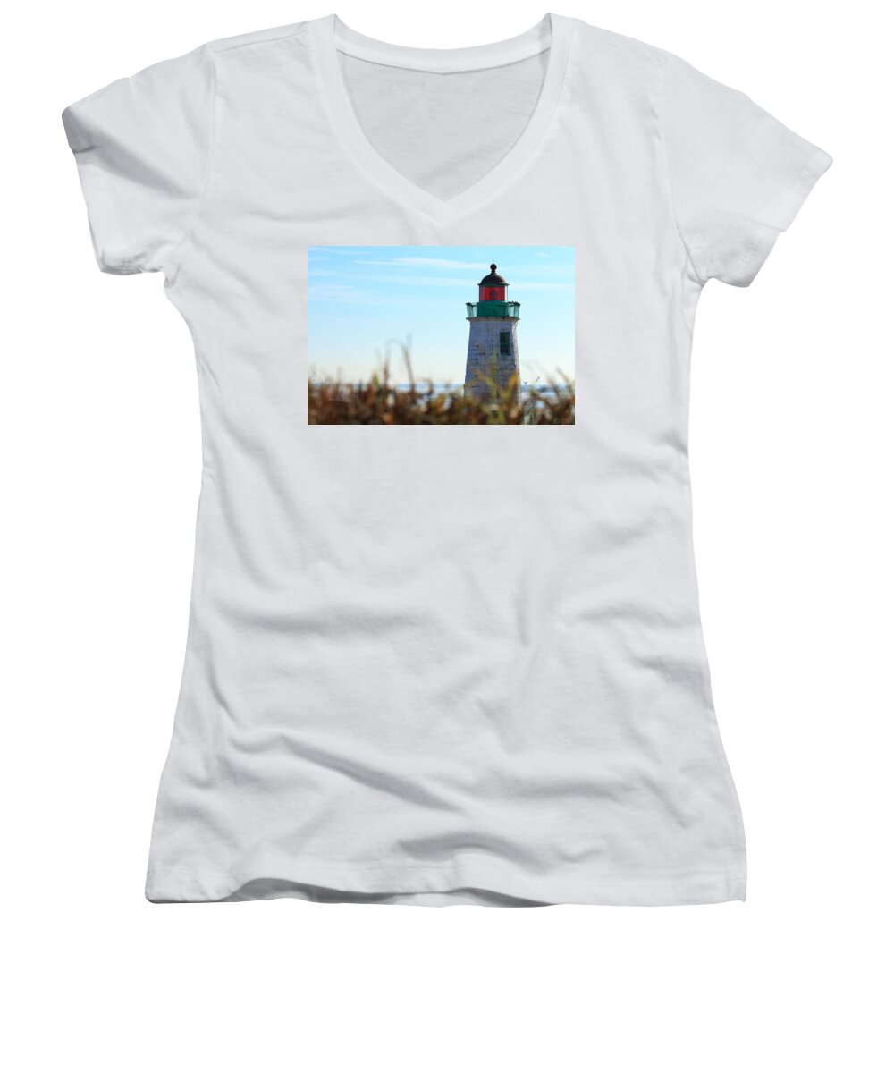 Old Women's V-Neck featuring the photograph Old Point Comfort Lighthouse by Travis Rogers