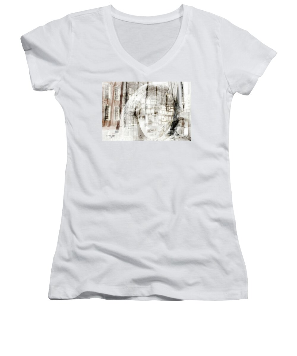 Winter Women's V-Neck featuring the digital art Once upon a time ... by Chris Armytage