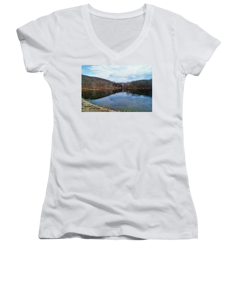 painted Rock Conservation Area Women's V-Neck featuring the photograph Painted Rock Conservation Area by Cricket Hackmann