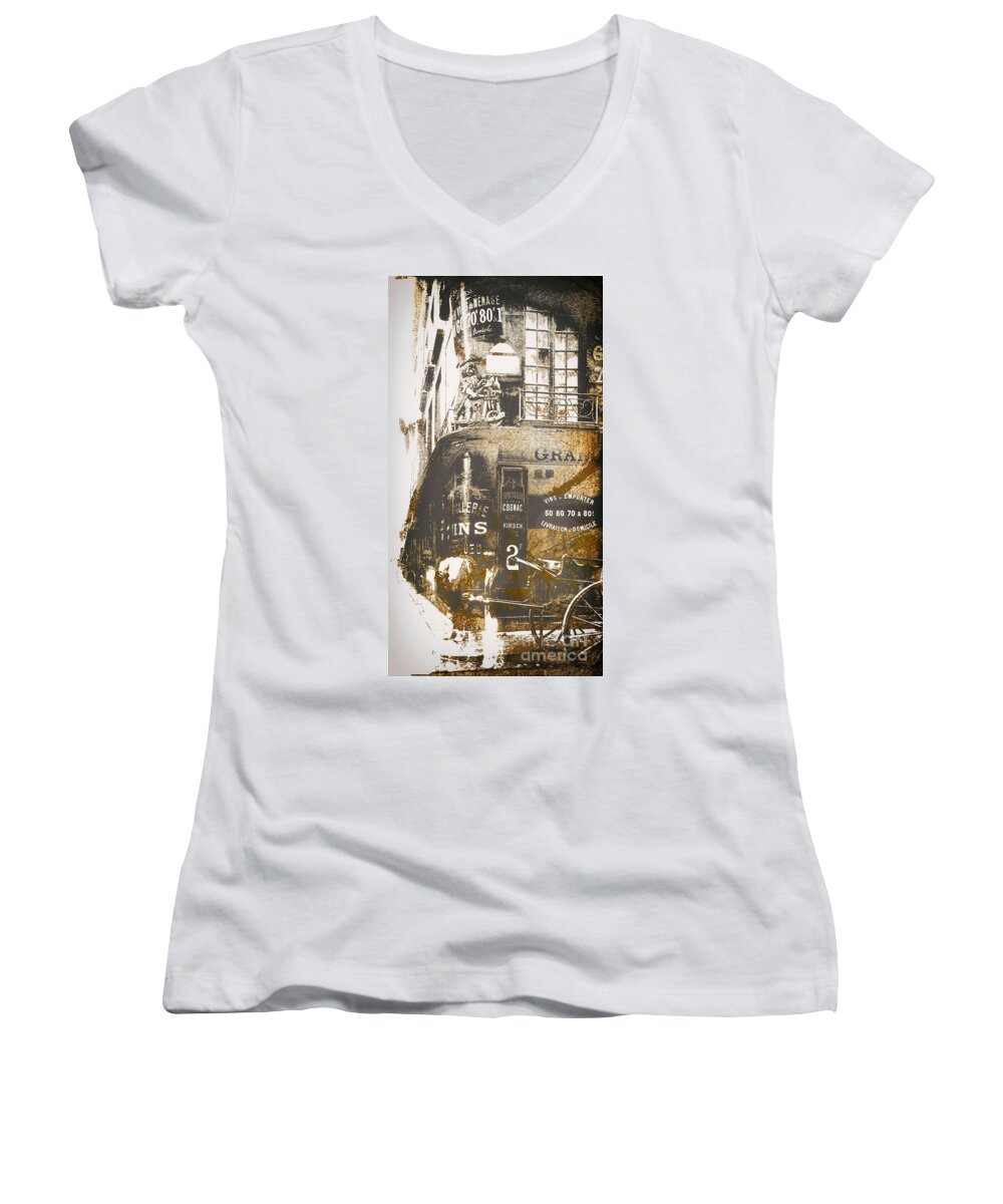 Paris Women's V-Neck featuring the painting Paris Corner by Mindy Sommers
