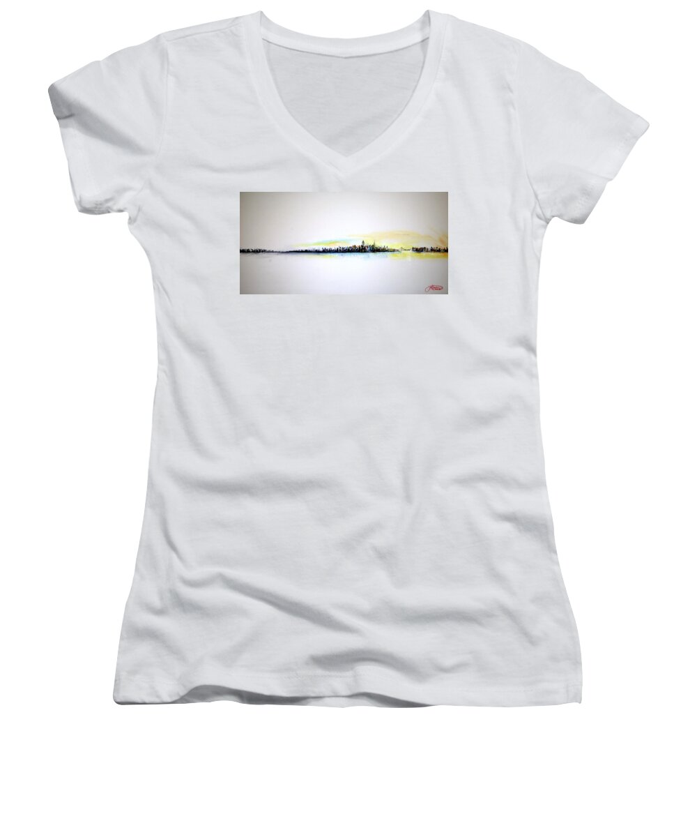 Prints Women's V-Neck featuring the painting Pastel Morning by Jack Diamond
