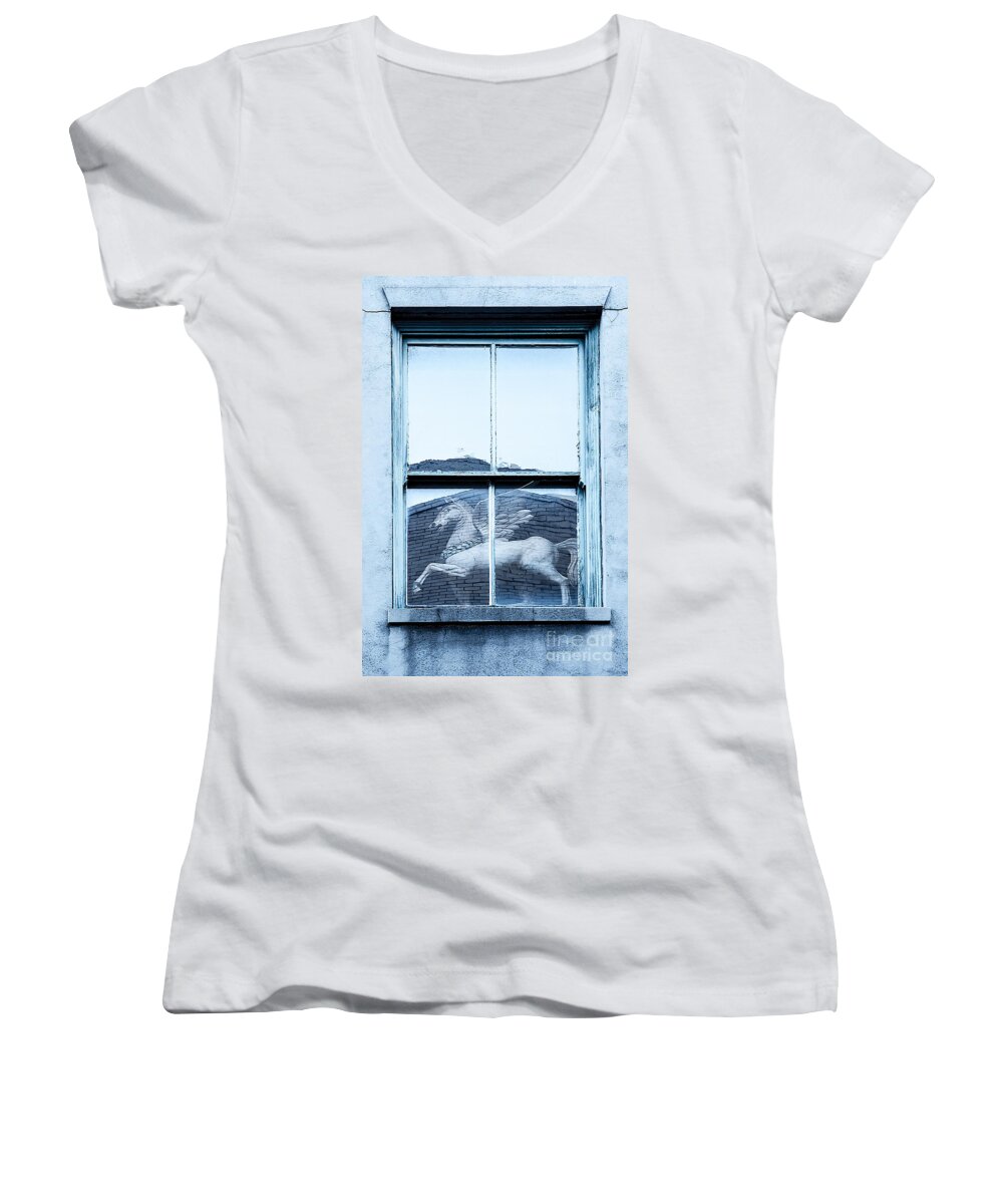 Pegasis Women's V-Neck featuring the photograph Pegasis by Frances Ann Hattier