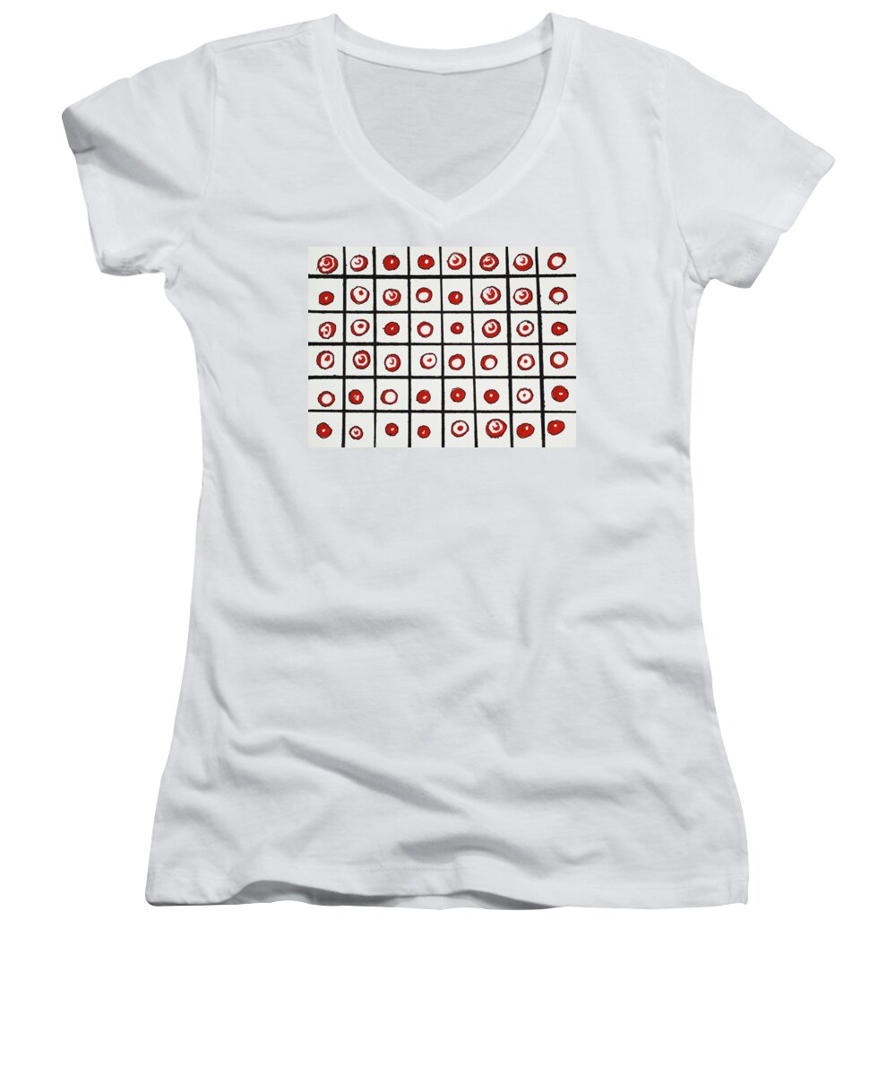 Dots Women's V-Neck featuring the painting Peppermint and Licorice by Dawn Boswell Burke