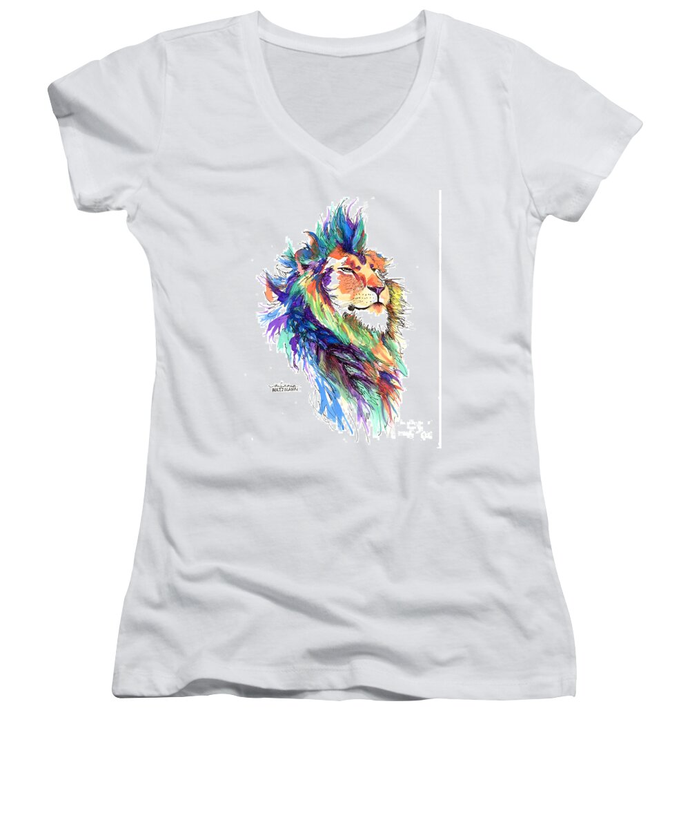 Pride Women's V-Neck featuring the painting Pride by Arleana Holtzmann
