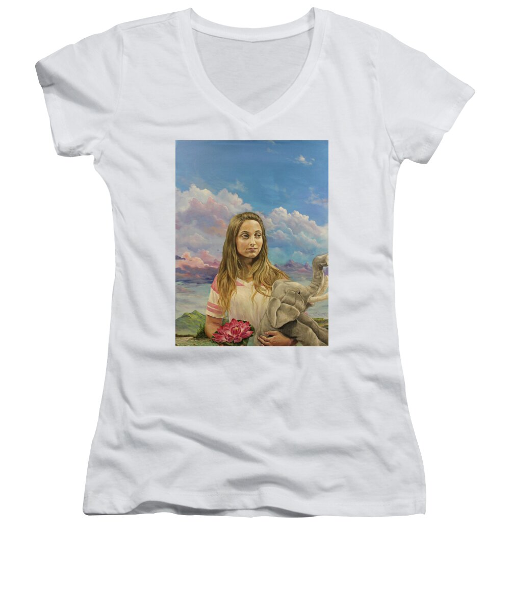 Lakshmi Women's V-Neck featuring the painting Prosperata by James Andrews