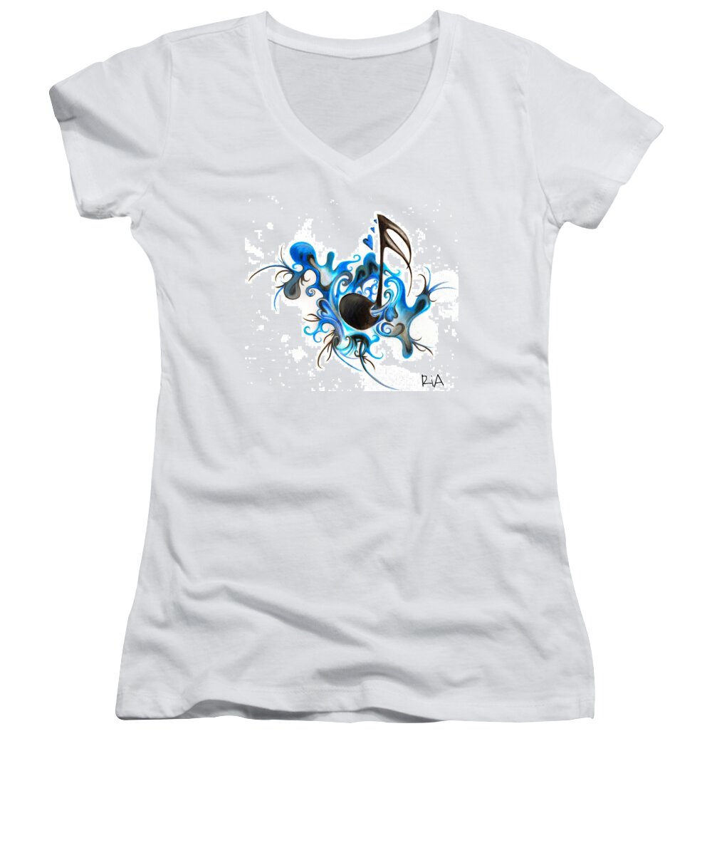  Music Women's V-Neck featuring the photograph Quenched by Music by Artist RiA