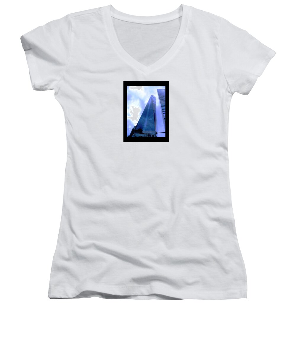 Tower Built At Ground Zero Women's V-Neck featuring the photograph Reach for the sky. by Steve Godleski