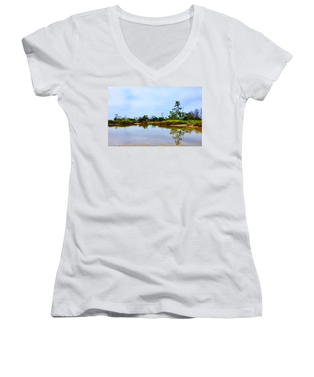 Seascape Women's V-Neck featuring the photograph Englewood beach by Gouzel -