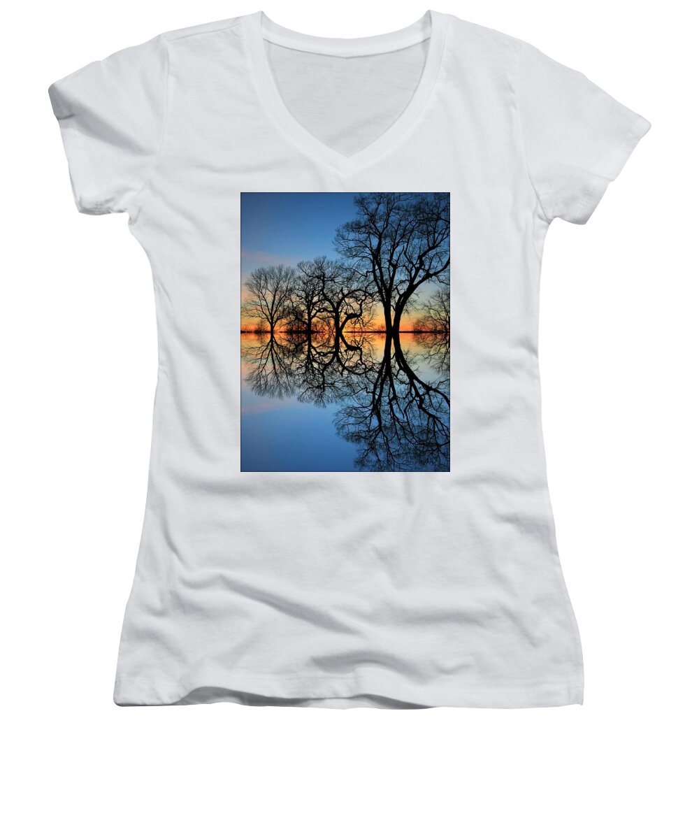 Sunset Women's V-Neck featuring the photograph Reflecting on Tonight by Chris Berry