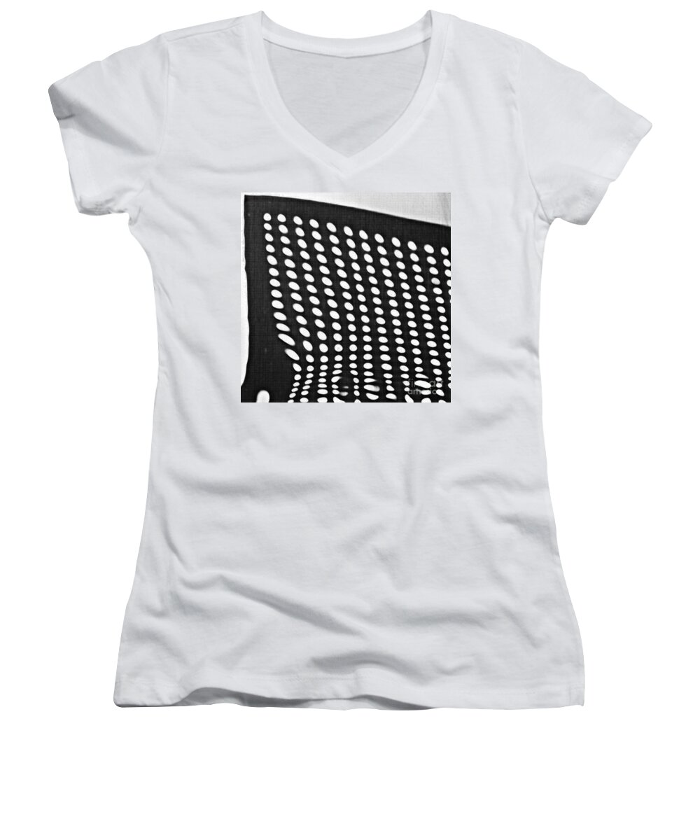 Reflection Women's V-Neck featuring the photograph Reflection on 42nd Street 3 Grayscale by Sarah Loft