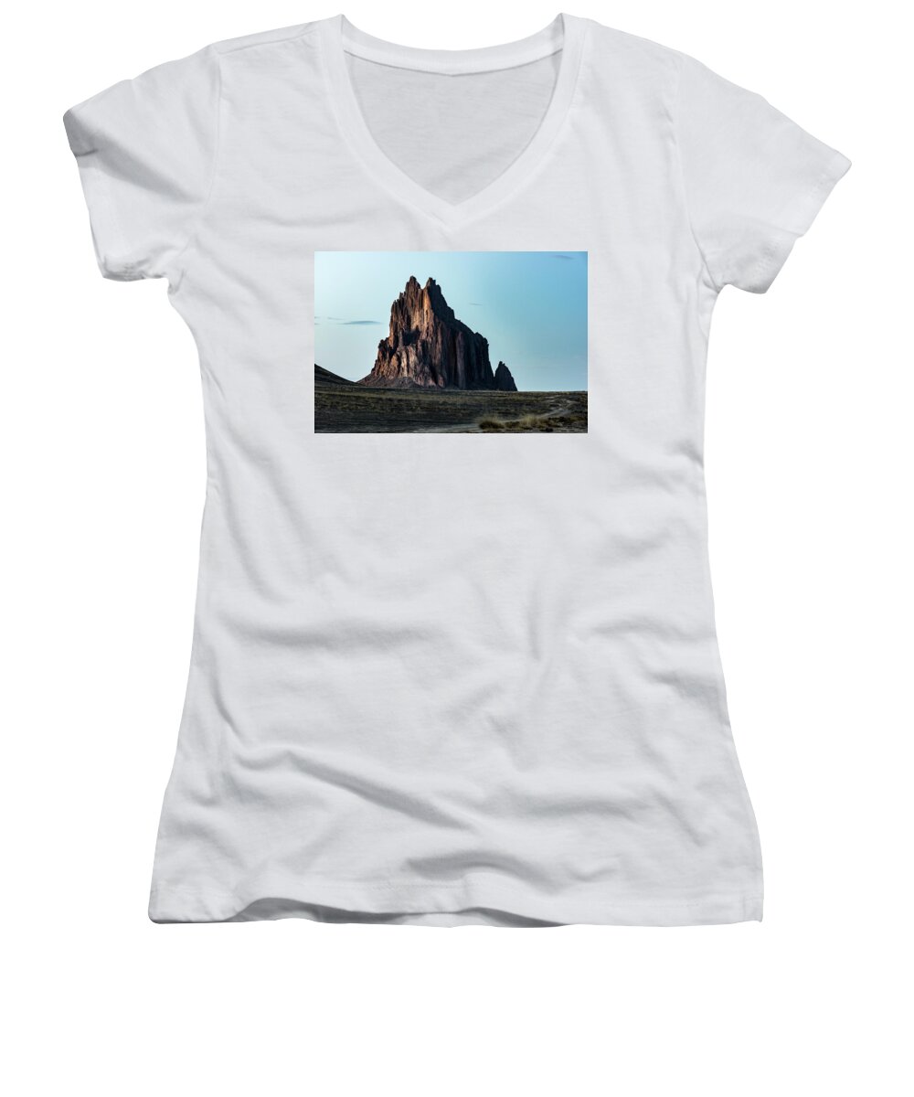 New Mexico Women's V-Neck featuring the photograph Remote yet Imposing by Jon Glaser