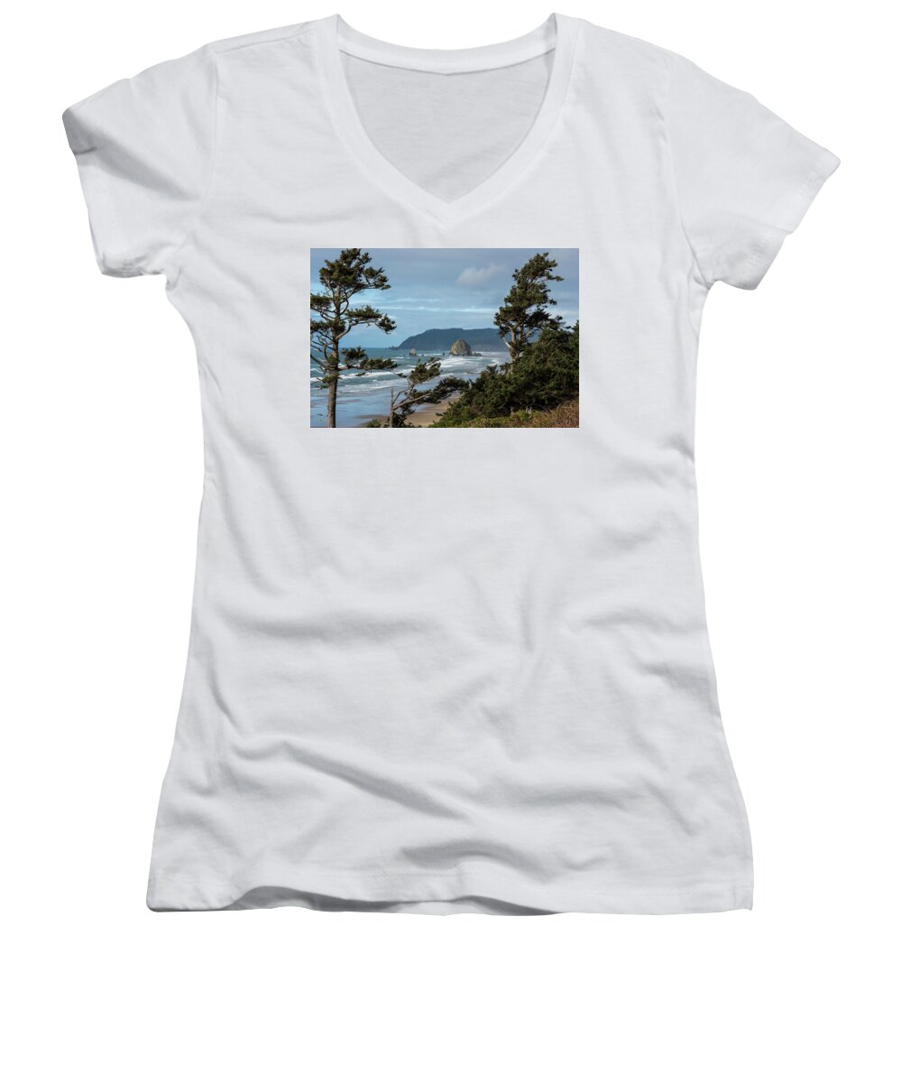 Coast Women's V-Neck featuring the photograph Roadside View by Robert Potts