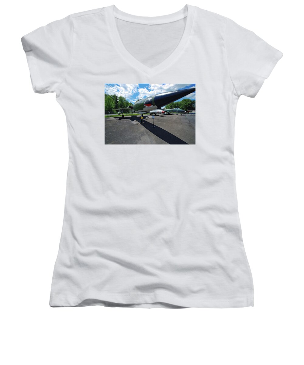 Aviation Women's V-Neck featuring the photograph Sabretooth Tiger by John Schneider