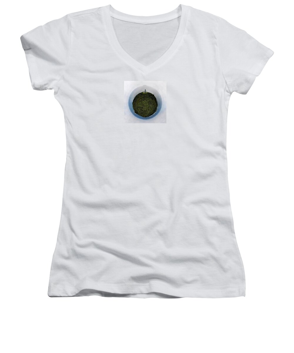 Sacred Planet Women's V-Neck featuring the photograph Sacred Planet - Cape Renga - NZ by Michele Cazzani