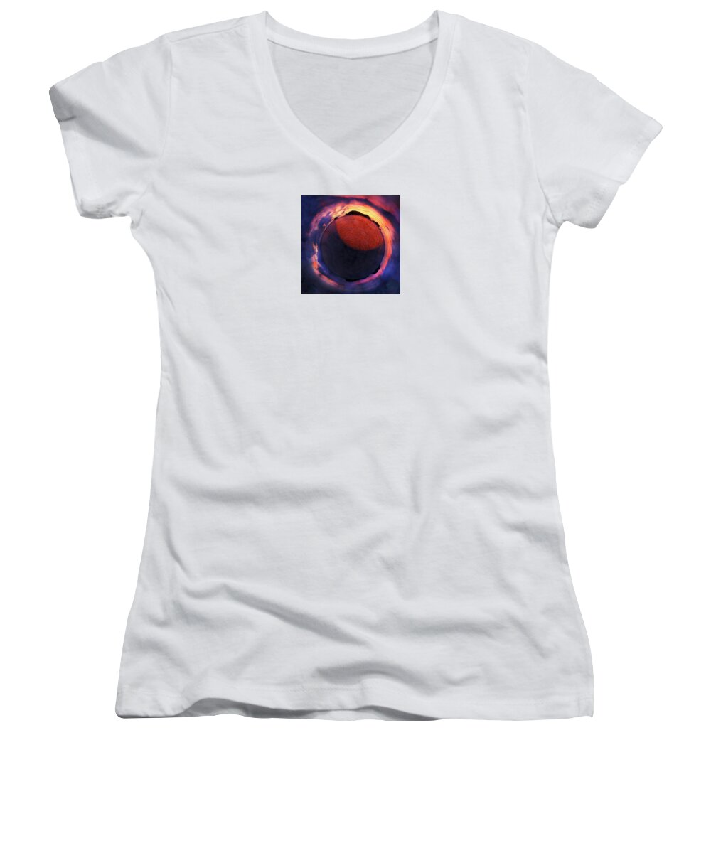 Sacred Planet Women's V-Neck featuring the photograph Sacred Planet - Sunset - New Zealand by Michele Cazzani