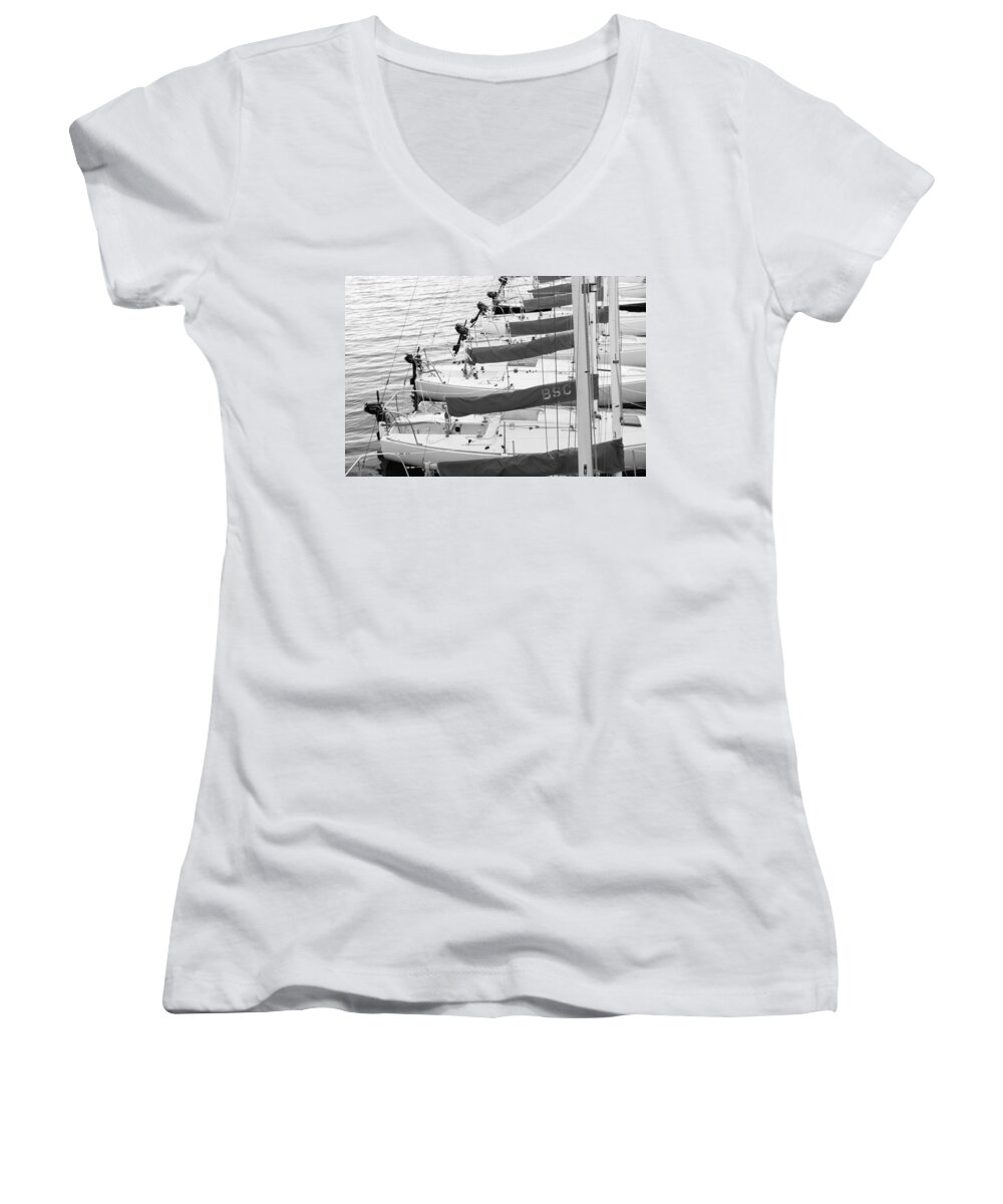 Boston Women's V-Neck featuring the photograph Sailboats by SR Green