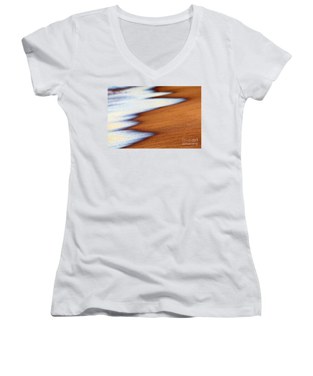 Water Women's V-Neck featuring the photograph Sand and waves by Tony Cordoza