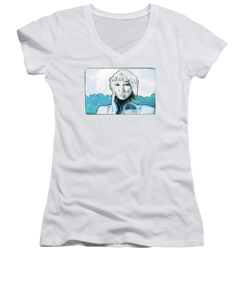 Urban Art Women's V-Neck featuring the photograph Sea Siren by Colleen Kammerer