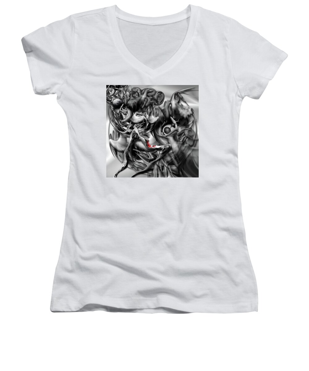 Abstractions Women's V-Neck featuring the painting Overture for The Dean by Steve Sperry