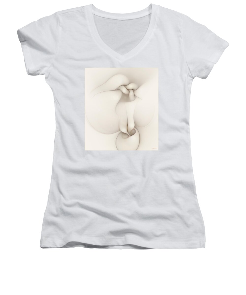 Abstract Women's V-Neck featuring the digital art Sensual Manifestations 3 by Casey Kotas