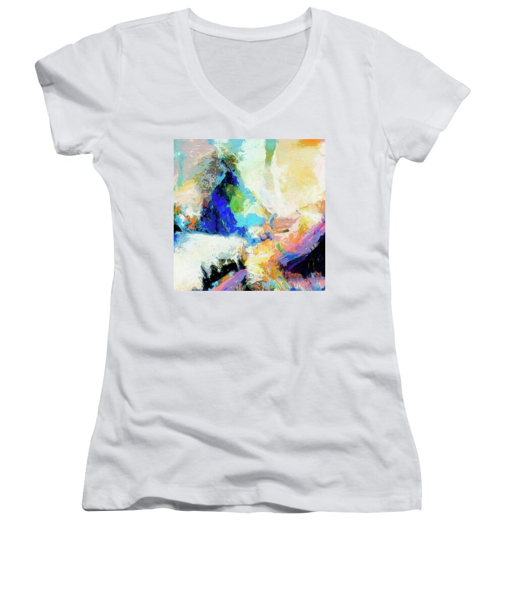 Abstract Women's V-Neck featuring the painting Shuttle by Dominic Piperata