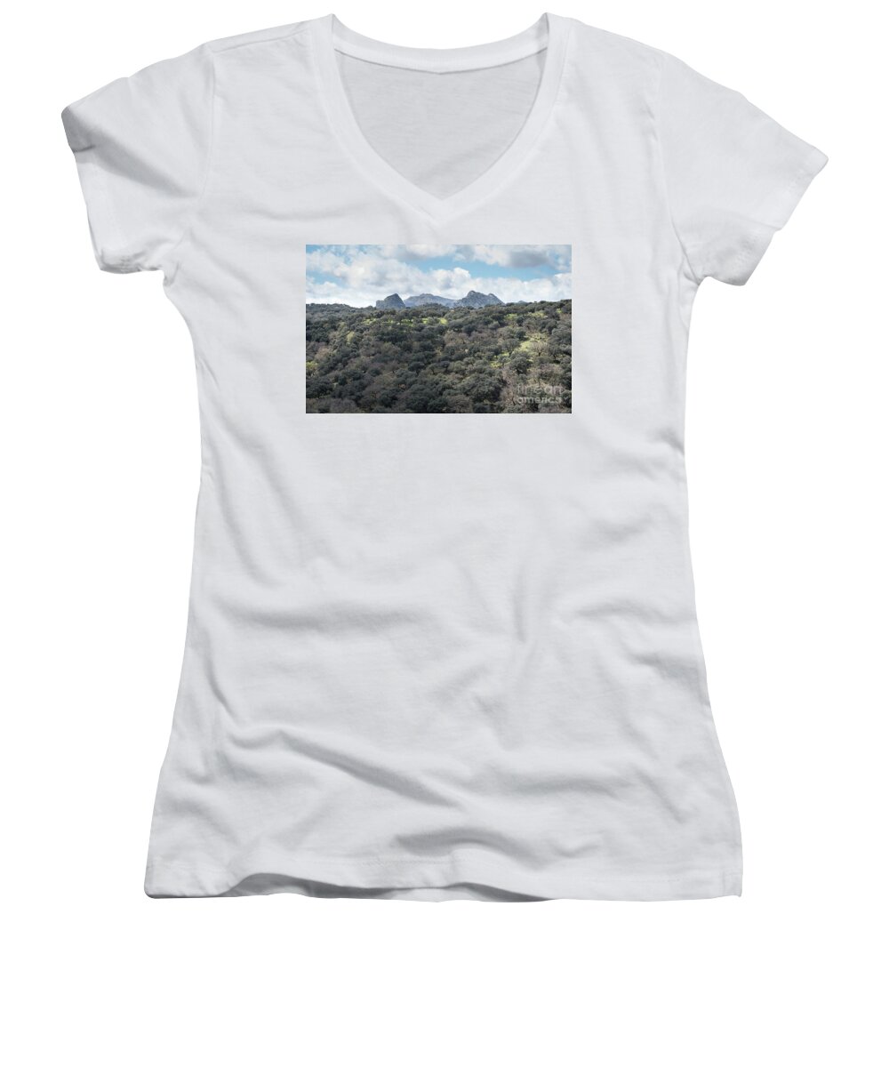 Sierra Women's V-Neck featuring the photograph Sierra Ronda, Andalucia Spain by Perry Rodriguez