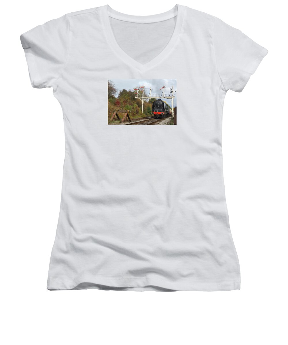 Steam Women's V-Neck featuring the photograph Signaling the Change by David Birchall