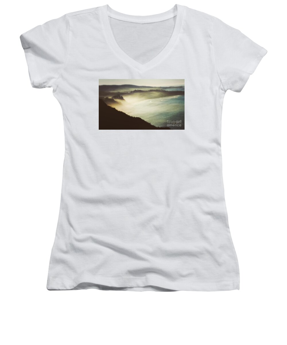 Ocean Women's V-Neck featuring the photograph Silent morning by Kumiko Mayer