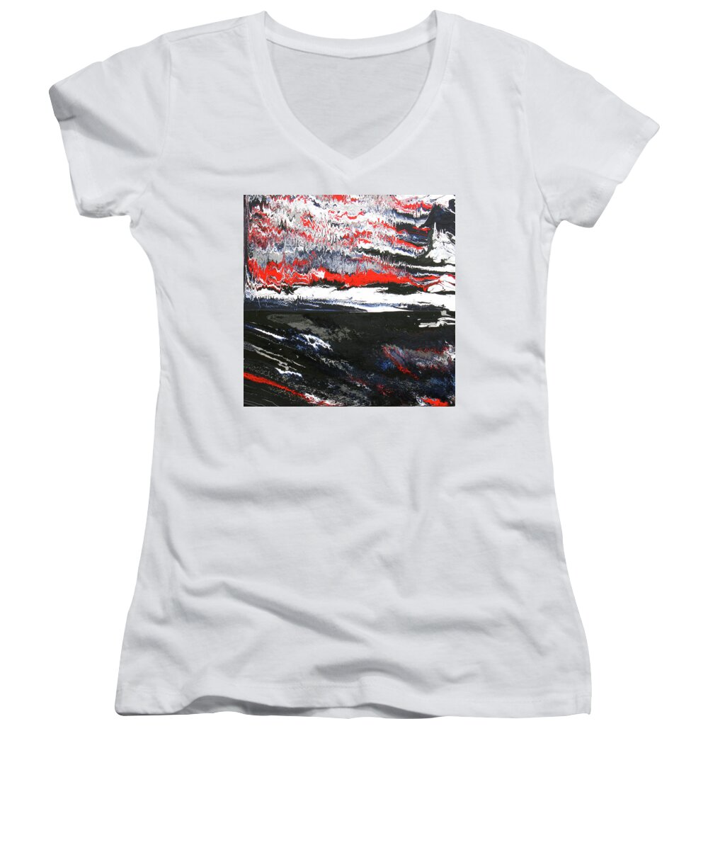 Fusionart Women's V-Neck featuring the painting Silent Tempest by Ralph White