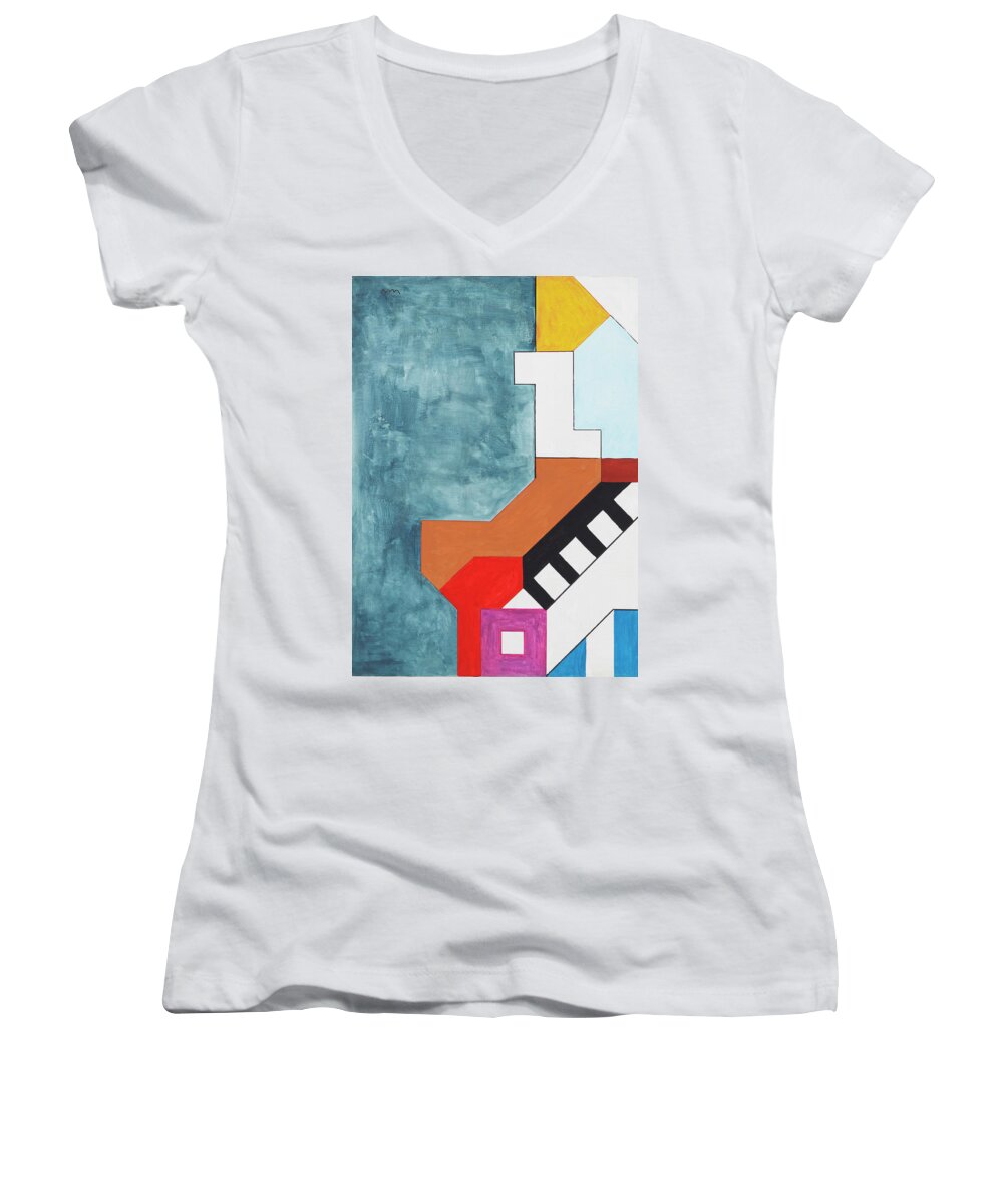 Abstract Women's V-Neck featuring the painting Sinfonia del Universo - Part 4 by Willy Wiedmann