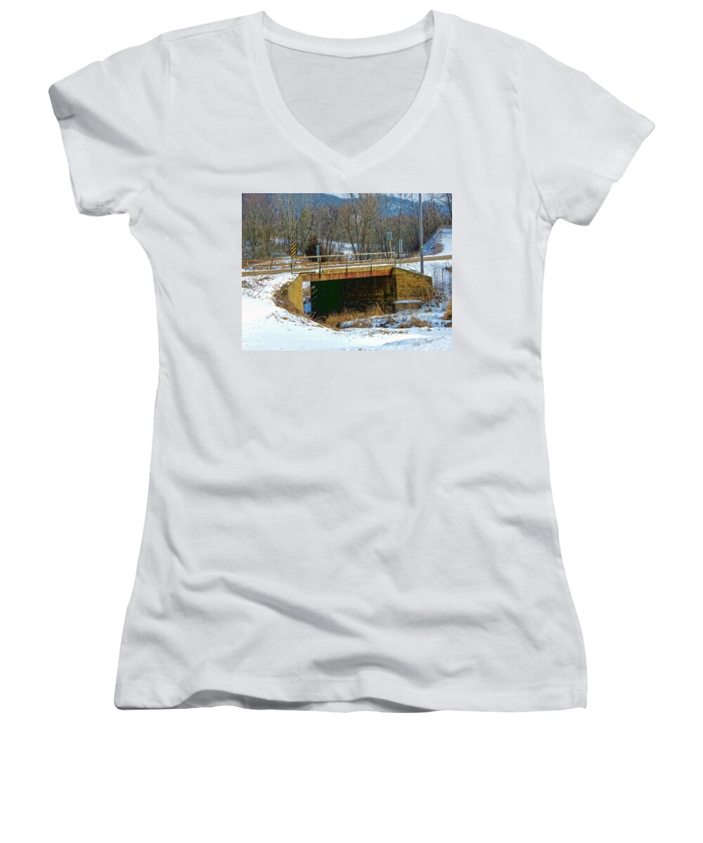 Winter Women's V-Neck featuring the photograph Sliding into Home by Wild Thing