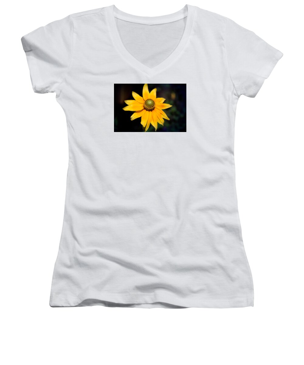 Yellow Flower Women's V-Neck featuring the photograph Smiling Sun by Milena Ilieva